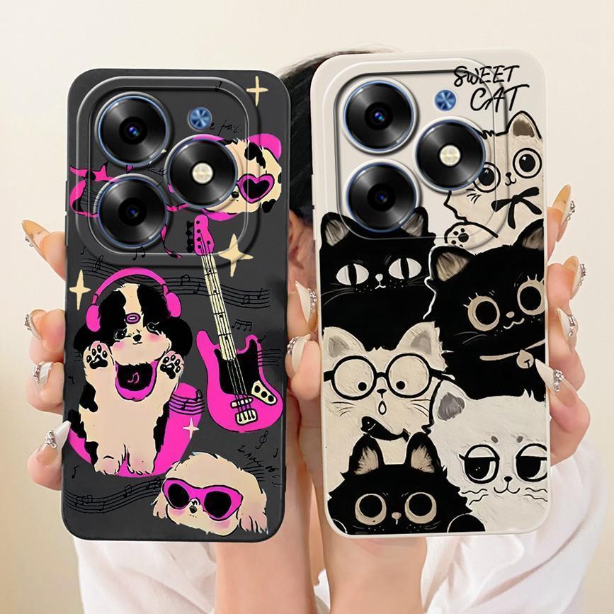 Dành Cho Infinix Hot 40i Ốp Điện Thoại Infinix X6528B Mèo Dễ Thương Hoạt Hình Thỏ Tranh Trường Hợp Chống Sốc Bảo Vệ Silicon Mềm Vỏ