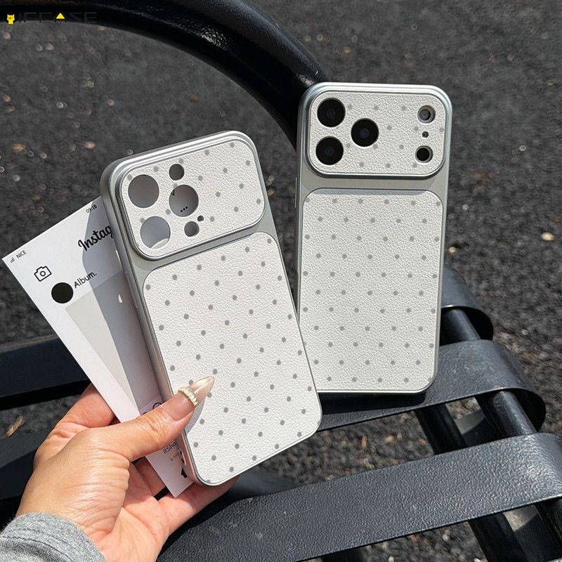 Dành Cho Realme C85 Pro C75 C75X C73 C71 C67 C65S C65 C63 C61 C55 C53 C51 C51S C35 C33 C30S Ốp Điện Thoại Màu Trắng Lớn Cửa Sổ Da PU Thanh Lịch Đơn Giản Màu Xám Chấm Bi Vỏ
