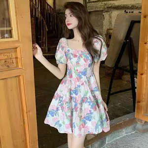 Mùa hè ngắn khí chất nhỏ gọn hơn Váy hoa kiểu Pháp