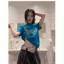 Milyfashion Cotton Cat In Hình Chính Hãng Áo Thun Đeo Vai Mùa Hè Xanh Ngắn Tay T Slim-Fit Slimmer Look Top Hợp Thời Trang U
