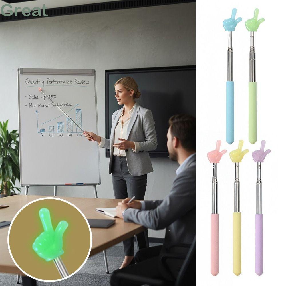 Gậy đọc sách TUYỆT VỜI, Con trỏ giảng dạy có thể thu vào ngón tay phát sáng, Quà tặng thanh giảng dạy bằng thép không gỉ màu Macaron bền bỉ