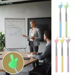 Gậy đọc sách TUYỆT VỜI, Con trỏ giảng dạy có thể thu vào ngón tay phát sáng, Quà tặng thanh giảng dạy bằng thép không gỉ màu Macaron bền bỉ