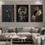Người phụ nữ châu Phi cầm poster vàng bạc không khung tranh canvas trang trí tường phòng khách