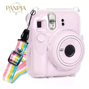 PNPIA- 1 Vỏ Máy Ảnh Pha Lê Sáng Bóng Cho Instax Mini 12 Trong Suốt Lấp Lánh Bao Túi Có Dây Đeo Cho Instax Mini 12