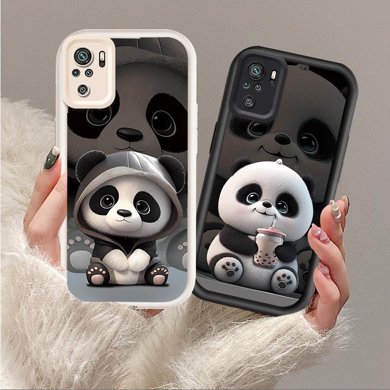 Ốp Lưng Cho Redmi Note 10 10S Pro Max 4G POCO M5S Phim Hoạt Hình Silicon ins Vỏ Điện Thoại Mềm TPU Cặp Đôi Gấu Trúc Mắt Thiên Thần Ốp Lưng Chống Sốc