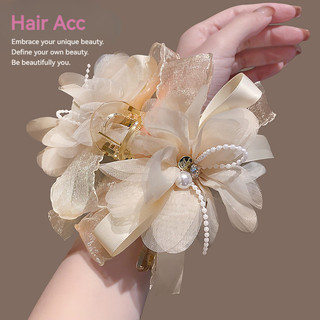 Không Khí Nhẹ Nhàng Gạc Hoa Lấy Kẹp Ngọc Trai Cao Cấp Kim Cương Giả Tóc Tập Nhiều Đầu Lưng Full Tấm Tóc Mũ Đội Đầu