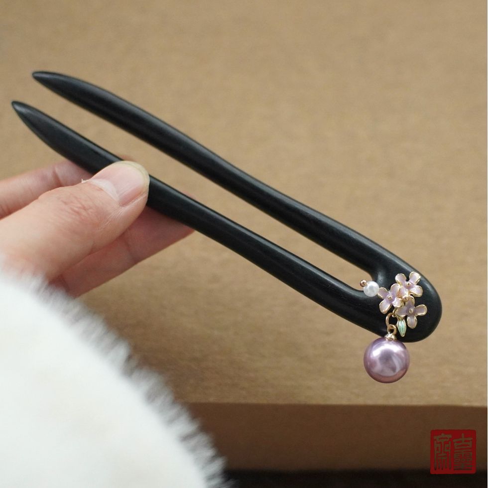 WHX-Hairpin 13cm {Purple Huai} Kẹp tóc bằng gỗ đàn hương tím Retro Trung Quốc Niche Thiết kế độc đáo Kẹp tóc