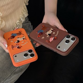 Ốp Điện Thoại Chống Sốc Vải Dachshund Tech Thêu Cho iPhone 17Promax 17pro 15 16 Pro Max Vỏ Di Động Nữ Chống Trơn Trượt
