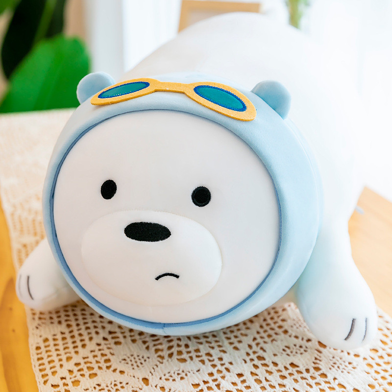 Gấu Bông We Bare Bear Quấn Khăn Xanh đeo Kính Cao Cấp,Kích Thước 50cm,Quà Sinh Nhật Cho Trẻ Em