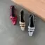TT Rỗng Dày Gót Giày Sandal Nữ 2026 Phong Cách Mới Bạc Mũi Vuông Lưng Rỗng Giày Đơn