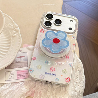 Ins Phổ Biến Ốp Lưng Điện Thoại iPhone 17ProMax 17Pro 17 16ProMax 16Pro 16 15ProMax 15Pro 15 14ProMax 14 13ProMax 13 Hoa Xanh Apple iPhone Case Powder Giá Đỡ Từ Tính