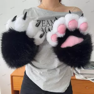 PYCOU Cosplay Găng Tay Mèo, Găng Tay Móng Vuốt Mèo Hoạt Hình Dày, Găng Tay Cosplay Sang Trọng