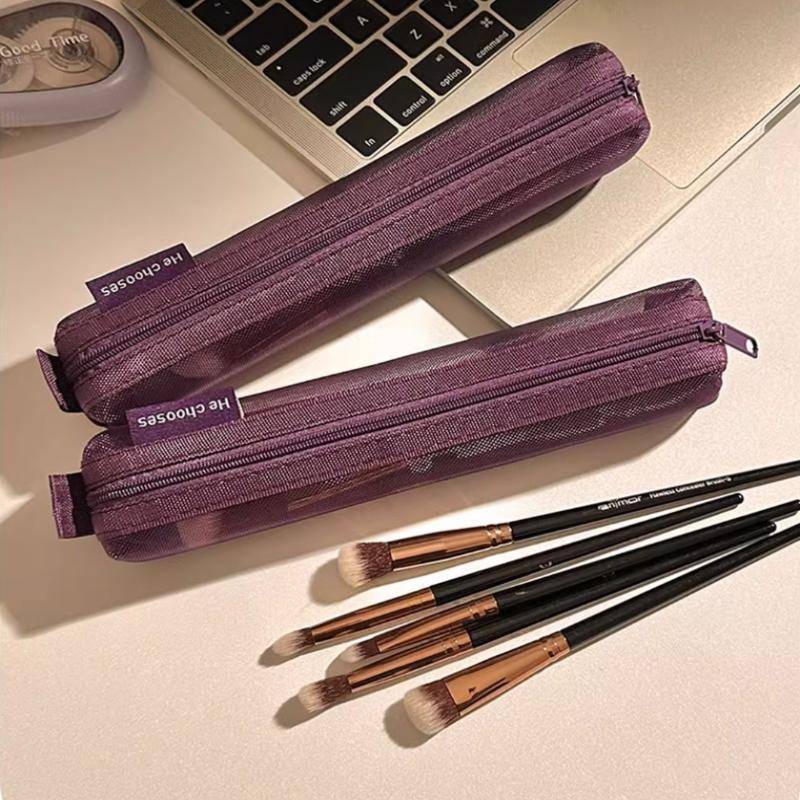 HFSHY Nylon Lưới Trang Điểm Sắp Xếp Trong Suốt Có Thể Nhìn Thấy Dung Tích Lớn Di Động Cho Lipsti Bút Chì Kẻ Lông Mày Lưu Trữ Du Lịch VN