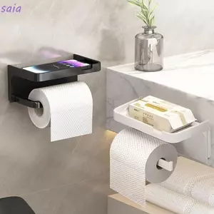 SAIA Hộp Đựng Giấy Vệ Sinh, Treo Tường Có Kệ Đựng Khăn Giấy, Đa Năng Không Khoan Nhựa Hộp Bảo Quản Giấy Vệ Sinh Sử Dụng Phòng Tắm