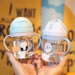 Bình Sữa Cho Bé Chống Choker Ống Hút Cốc Chịu Nhiệt Tay Cầm Huấn Luyện Bình Nước Sữa PC