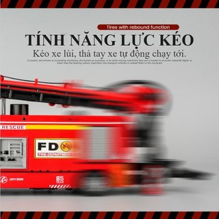 Xe Cứu Hỏa Đồ Chơi Xịt Nước Ánh Sáng Âm Thanh Kéo Lại Hợp Kim Cứu Hộ Thang Trẻ Em Quà Tặng