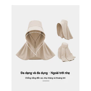 Mũ chống nắng nữ mùa hè - Vành lớn, kèm khăn choàng, bảo vệ tia UV, lý tưởng cho chuyến đi biển và du lịch.