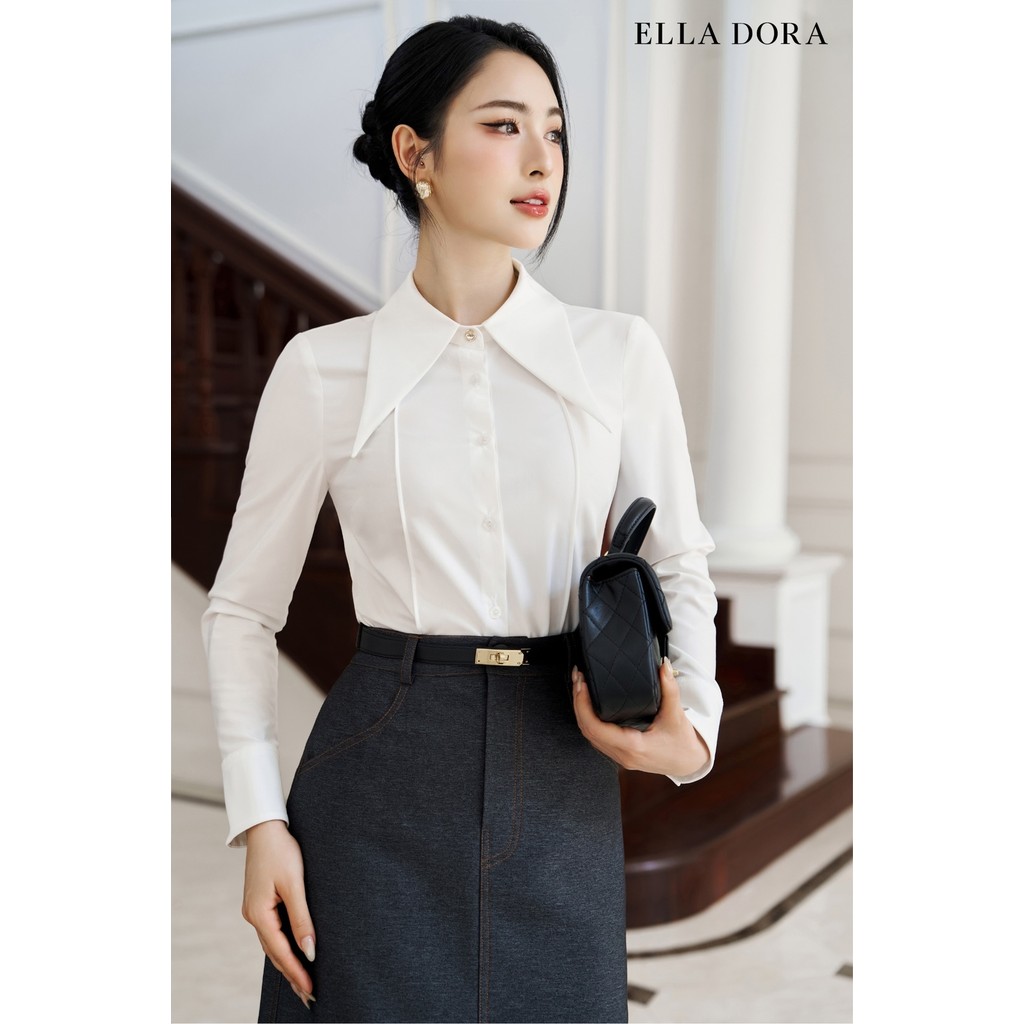 Chân váy nữ ELLA DORA denim mềm dáng dài form gọn thanh lịch phong cách công sở màu XÁM ĐẬM [CV185]