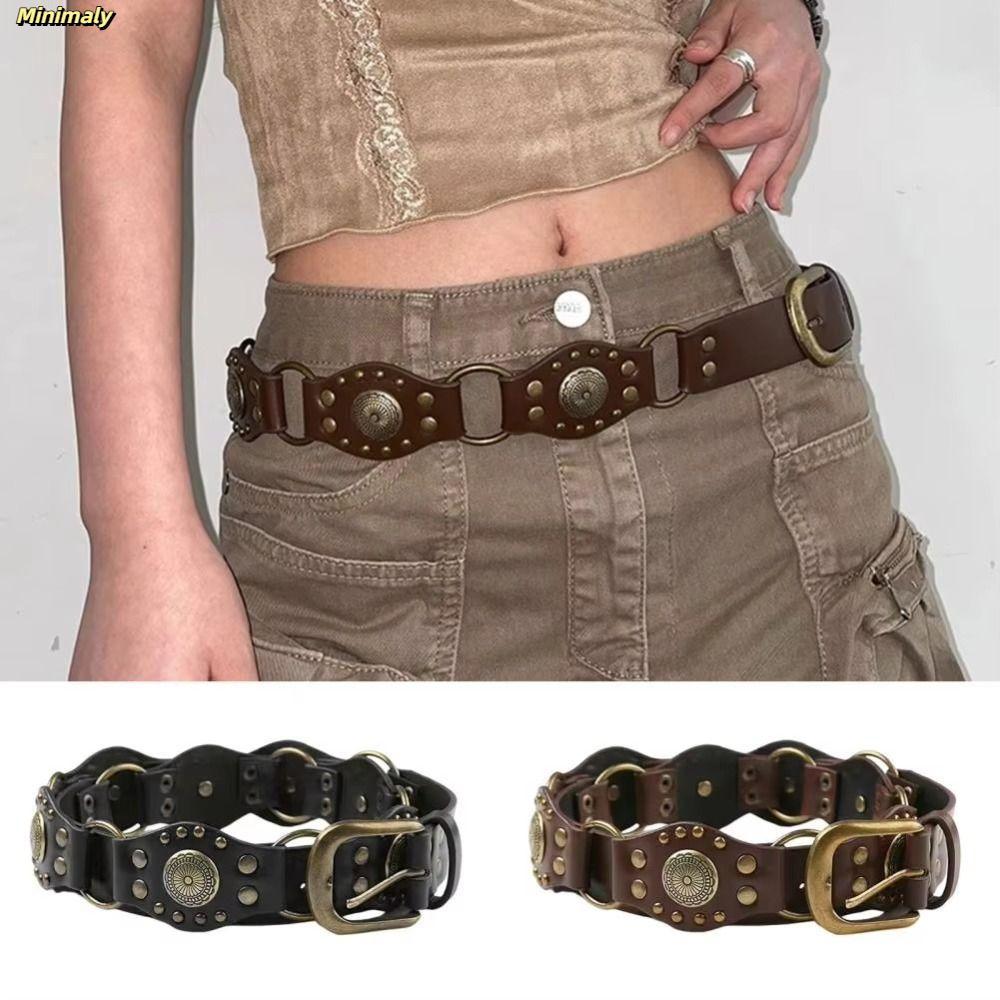 Thắt lưng Cinchy Minimaly da PU retro, phù hợp cho quần jeans nữ