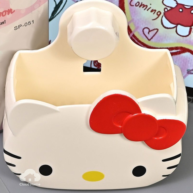 Hộp đựng kem đánh răng và bàn chải đánh răng hình mèo, giá đựng đồ gắn tường phòng tắm, có lỗ thoát nước.
