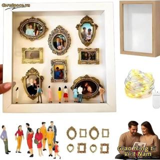 Bộ trưng bày bộ nhớ CORESSPACE, Khung vàng Bảo quản bộ nhớ Hộp đựng đồ gốm bảo tàng mini DIY, Dây đèn LED sáng tạo Các bức tượng nhỏ Khung ảnh Ký ức du lịch