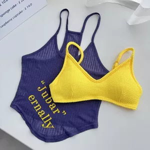 Milyfashion Hai Mảnh In Hình Gợi Cảm Sling Lớp Chặt Không Đều Áo Ngắn