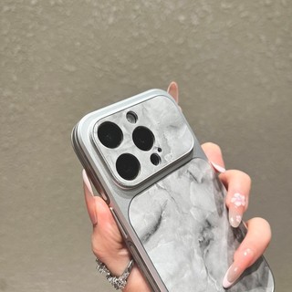 Ốp điện thoại đá cẩm thạch gọng mạ điện sang trọng cho iphone17 16 15 14 13 Promax chống sốc bảo vệ camera chống rơi bìa cứng