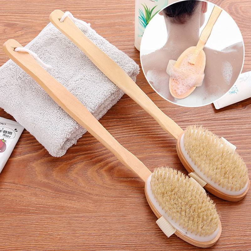 CMinYP Phòng Tắm Body Bàn Chải Tay Cầm Dài Tắm Lông Tự Nhiên Bàn Chải Tẩy Tế Bào Chết Máy Mát Xa Có Tay Cầm Bằng Gỗ Chải Khô Dụng Cụ Tắm Vinh Quang