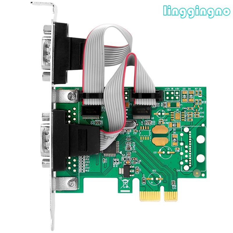 PCIE 2 Port Serial Expansion Card PCI for Express PCI-E to DB9 x2 RS232 COM Adap