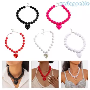 Unstop * Vòng cổ mặt dây chuyền trái tim đa năng Đính cườm Vòng cổ Choker tăng cường vẻ ngoài của bạn một cách dễ dàng