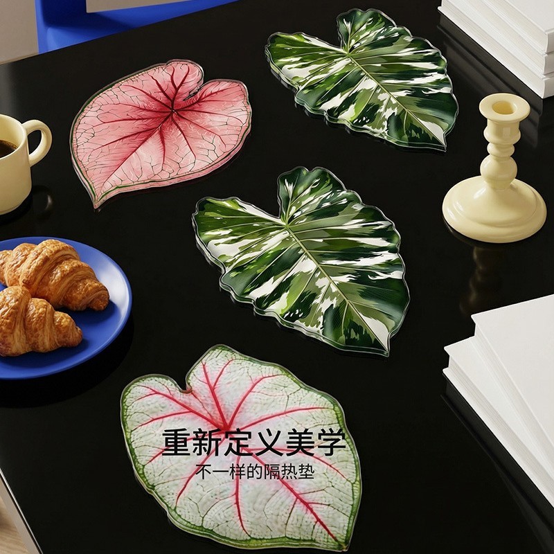 Ins Thực Vật Nhiệt Đới Acrylic Coaster Thực Tế Ngoại Hình Song Song Cách Nhiệt Chống bỏng Dễ Dàng Vệ Sinh Acrylic Coaster