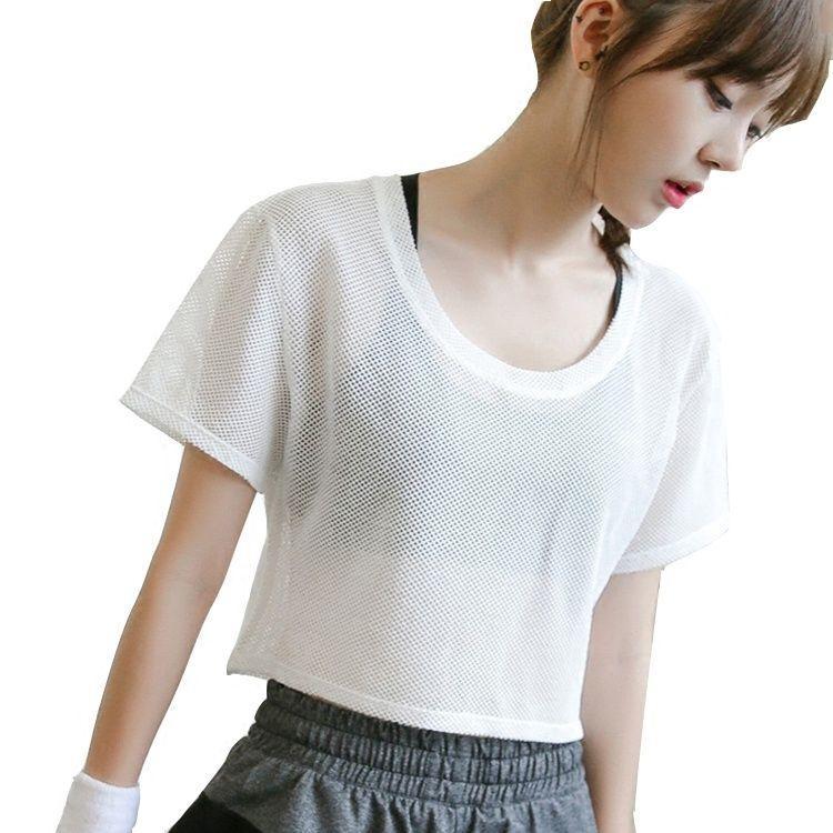 [Ưu đãi đặc biệt trong thời gian có hạn] Áo nỉ lưới thể dục rỗng dành cho nữ Quần yếm tập Yoga khô nhanh chạy bộ khiêu vũ thoáng khí tay ngắn