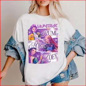YB1 Kpop Demon Hunters tay ngắn Áo thun Huntrix Girl nhóm nhạc thần tượng Kpop Mira Rumi Joey tee BY1