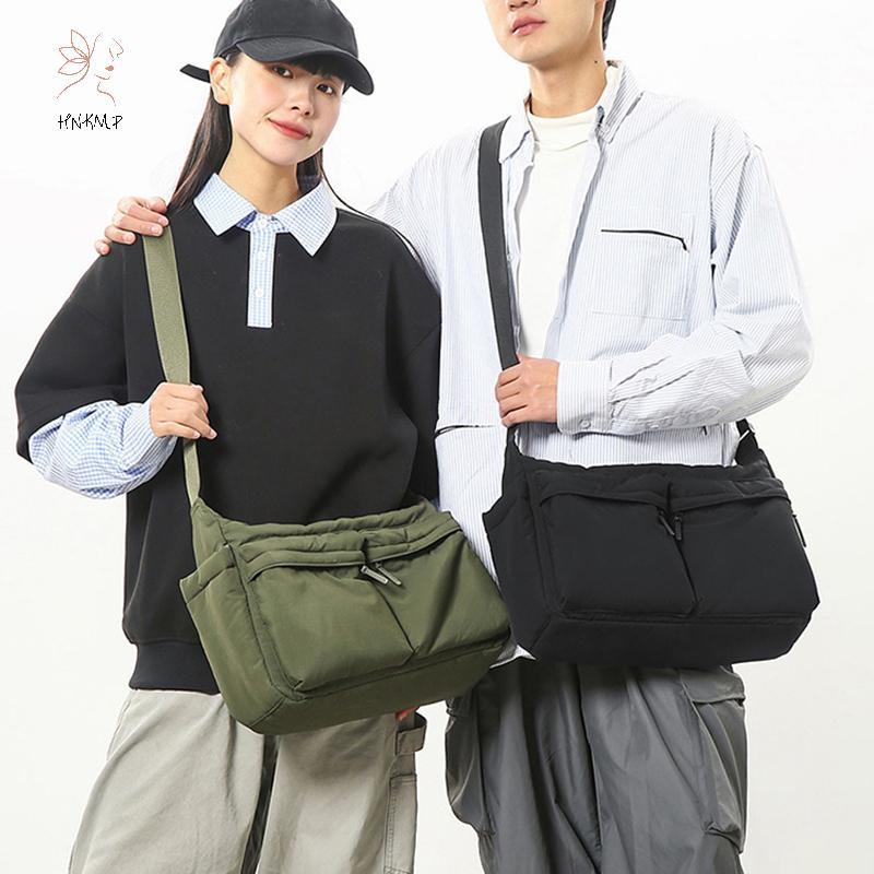 HNKMP Túi Messenger nhiều lỗ thông thường, túi đeo vai Nylon thời trang, túi xách lớn du lịch mua sắm, ví Tote