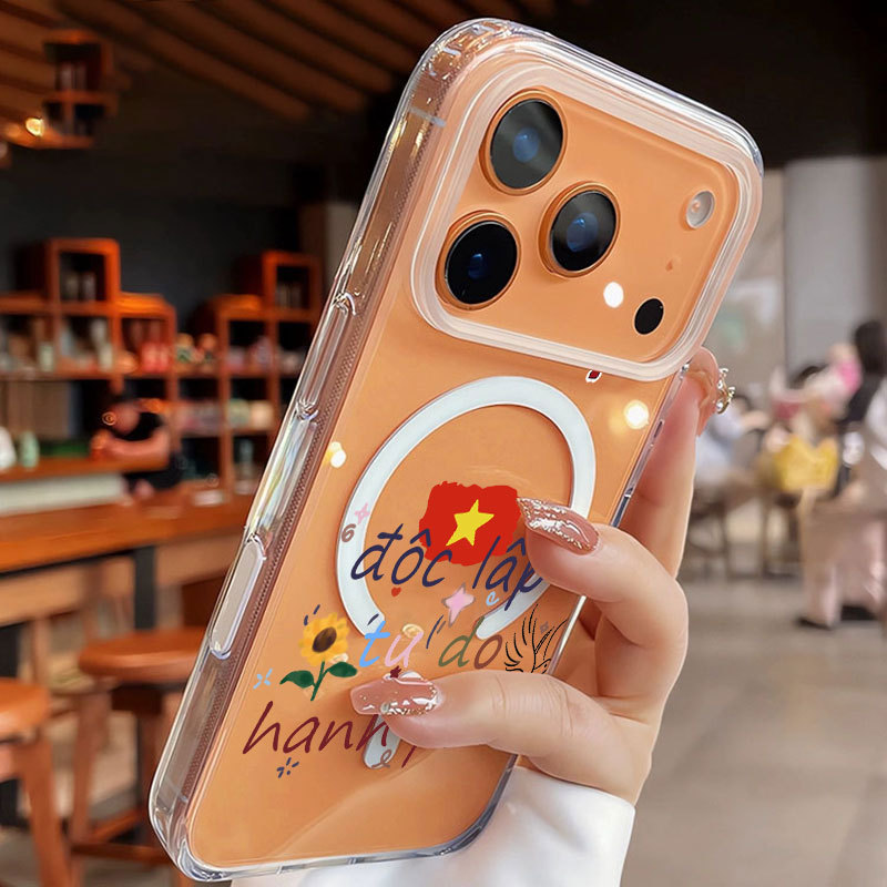 Ốp lưng iPhone trong suốt hỗ trợ sạc không dây từ tính - iP 7/8/X/XS/XR/11/12/13/14/15/16/17/Plus/Air/Pro/Max