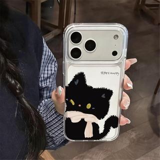 Vòng khăn quàng cổ mèo đen cho trường hợp iPhone17pro15/14/13/12 lỗ lớn xuyên thấu cao