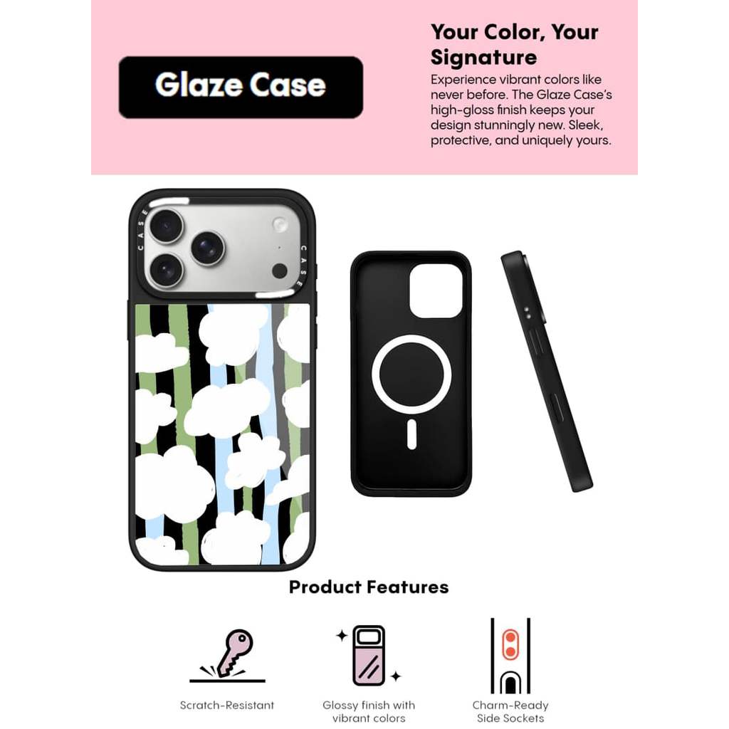 CASECASE X Fluffy Clouds Case Chống Trầy Xước Từ Hút Kính Dành Cho IPhone 17 Air 16 15 14 Pro Max Plus Ốp Lưng Cứng Có Hộp Khắc logo