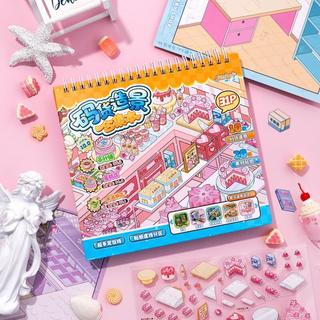 ENWEI 31 Cái [Siêu Stocker] Series Bộ sưu tập nhãn dán phong cảnh 3D thấm hút Sách Cửa hàng bánh Cửa hàng kem dễ thương để ghi nhật ký Album ảnh