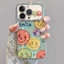 Dây đeo kèm giá đỡ, ốp điện thoại mặt cười, chống rơi phù hợp với iPhone 17 16 15 14 13 12 11 Pro Plus XS Max. BF6D168