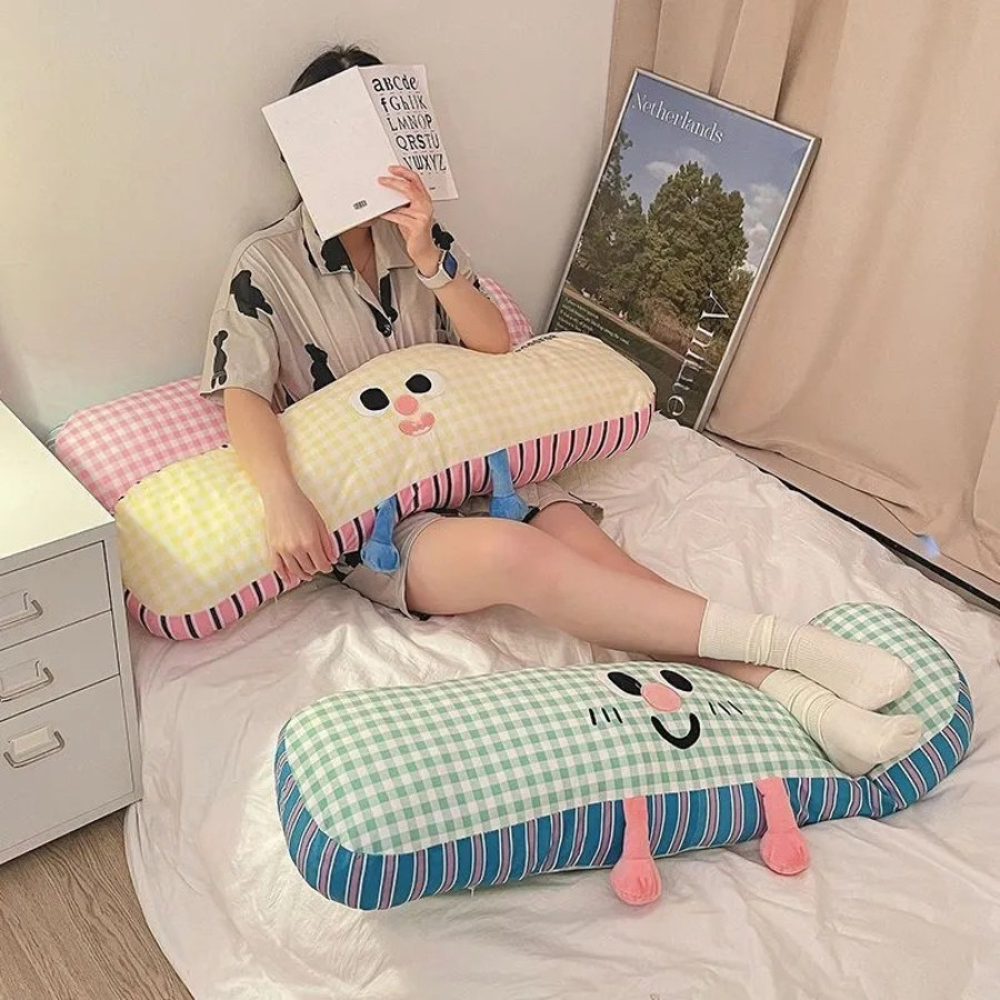 Gối Ôm Dài Hình Thú Kẻ Caro HomeMate, Gối Ôm Ngủ Mềm Mịn Cho Bé Người Lớn Decor Phòng Ngủ