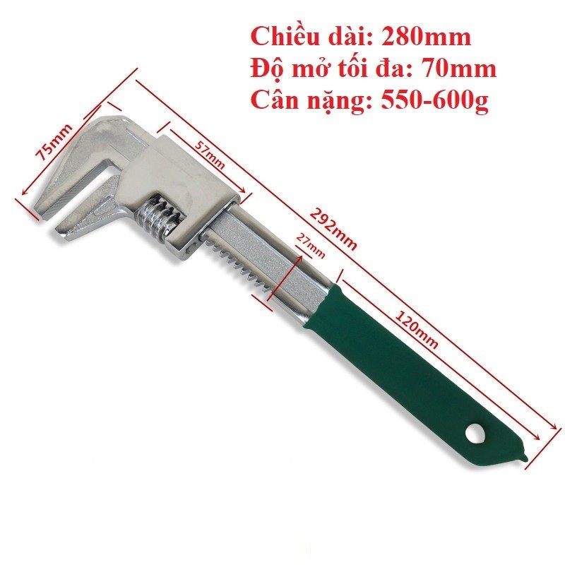 Cờ lê F góc vuông cỡ lớn cờ lê ống nước cờ lê đa năng Kìm chữ F,280mm,Khuôn cờ vuông,Có thể điều chỉnh