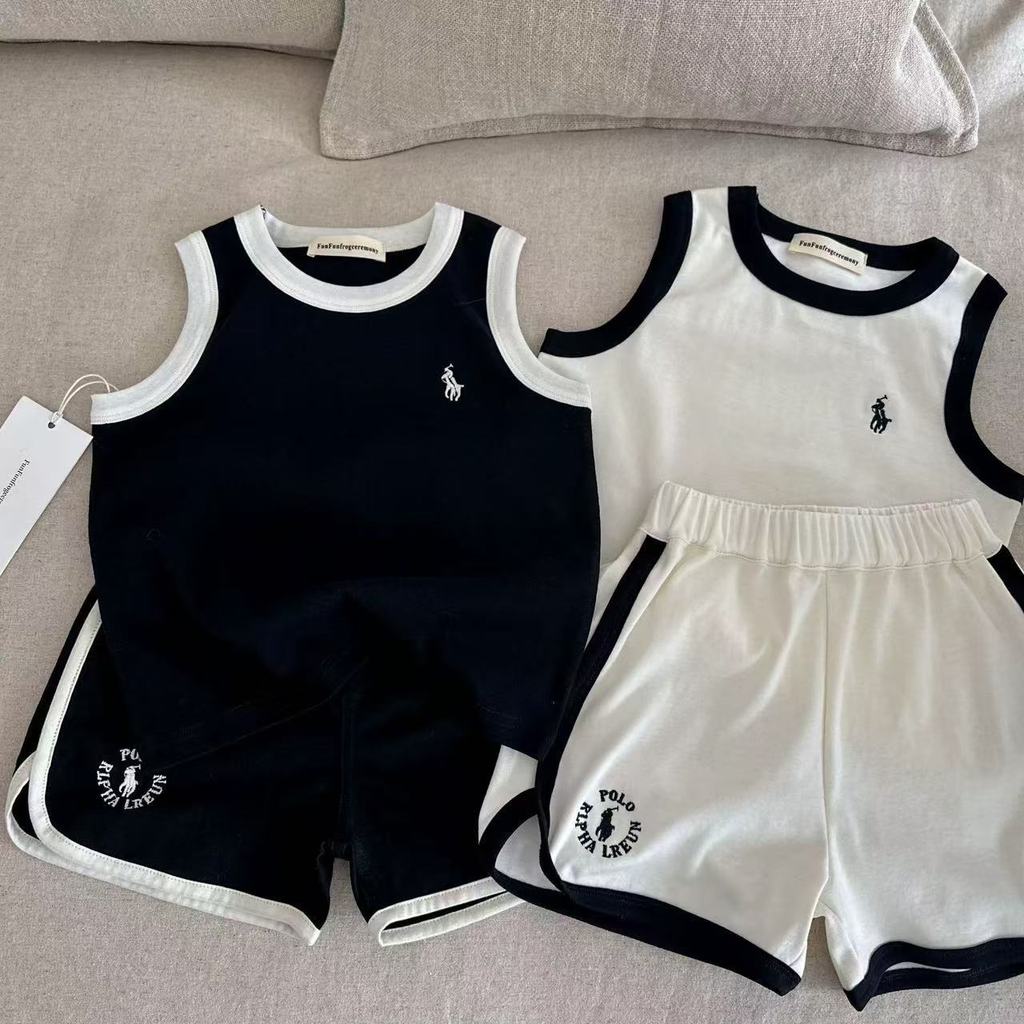 Bộ Quần Áo Bé Trai Đồ Bộ Bé Trai Áo Ba Lỗ Quần Short Thể Thao Viền Tương Phản Rally Nuggap