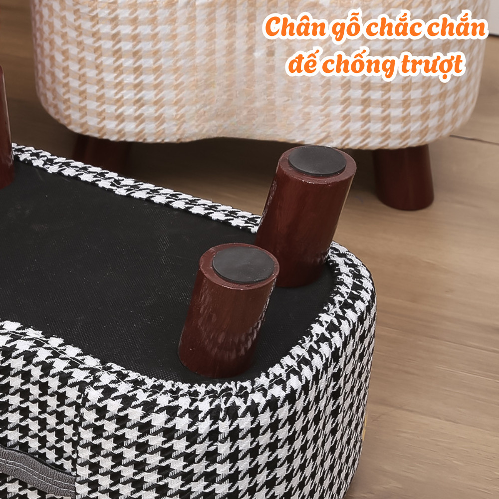 Ghế Đôn Mini Kê Chân Sofa Bọc Vải Cao Cấp, Ghế Decor Phòng Ngủ Phòng Khách Hiện Đại