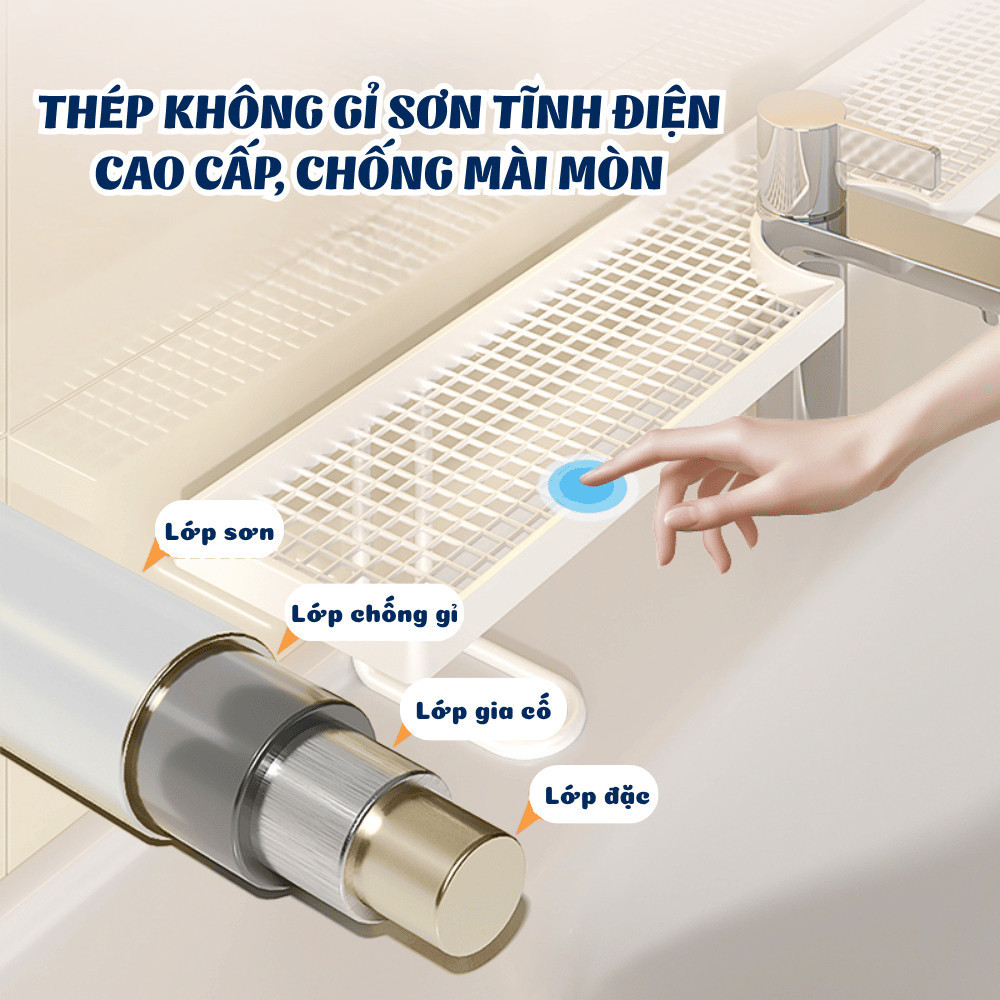 Kệ Để Đồ Nhà Tắm Inox Chống Gỉ  Giá Để Đồ Bồn Rửa Mặt, Kệ Đựng Mỹ Phẩm, Chịu Lực Tốt, Thoáng Nước