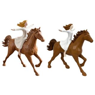 LOVIVER Ngựa Tượng Cô Gái Rider Vẽ Tay Ngựa Tượng Nghệ Thuật Nhựa Tượng Cho Người Yêu Thích Quà Tặng Sinh Nhật