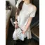 Mùa xuân hè Phong cách mới Phong cách Hàn Quốc Retro Thiết kế xù không đều Váy dài vừa phải Váy chấm bi nữ