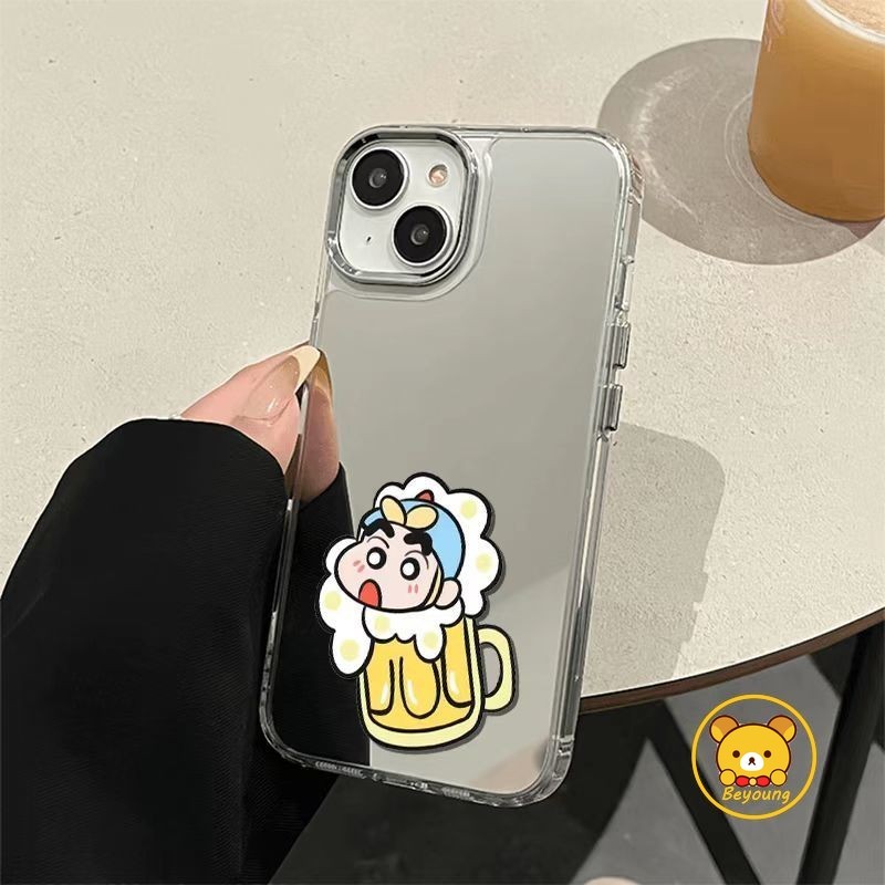 Ốp Điện Thoại Gương Crayon Shin-chan Dễ Thương Cho OPPO Reno 15F 15 Pro Max Mini 15C 14F Find X9 X9S X8 Ultra X8S K15 K14 K14X K13S K13 Turbo Pro Plus Ốp Lưng Hoạt Hình