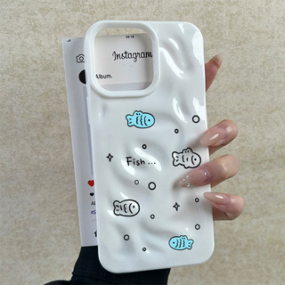 Ốp lưng thư cho iPhone 17 16 15 14 13 12 11 7 8  Cá nhỏ vẽ tay XS XR XSMAX  silicon TPU mềm điện thoại trầyrơi