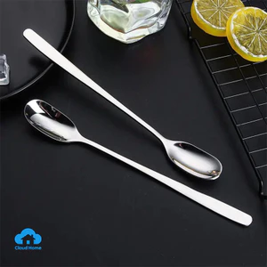 Muỗng trộn cán dài bằng thép không gỉ, muỗng súp đơn giản, muỗng cà phê, muỗng tráng miệng dùng trong gia đình