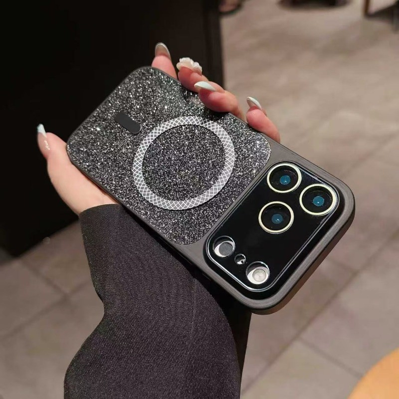 Ngay lập tức 17 Cao Cấp Cửa Sổ Lớn Lấp Lánh Lưới Điện Thoại Từ Tính Thích Hợp Cho iPhone 17 16 15 14 13 Pro Max Ốp lưng Không Khí